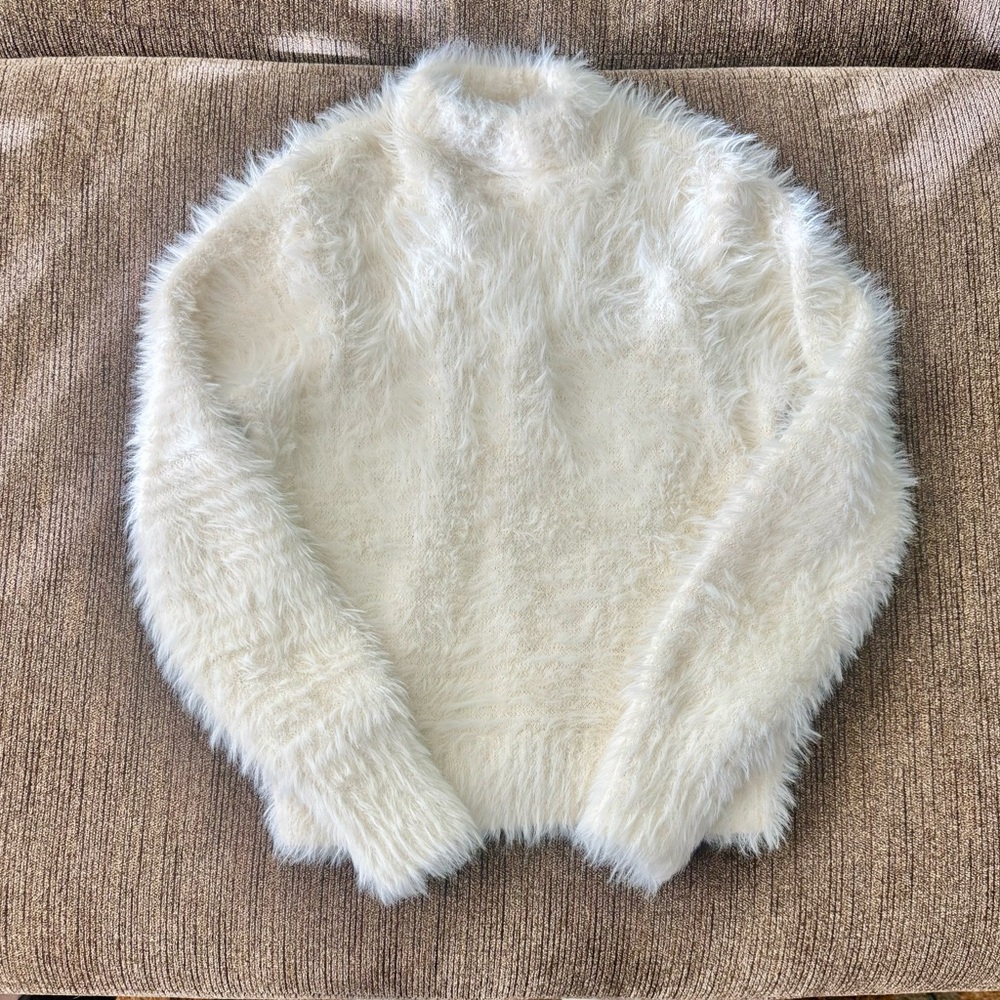Cozy White Fuzzy Sweater